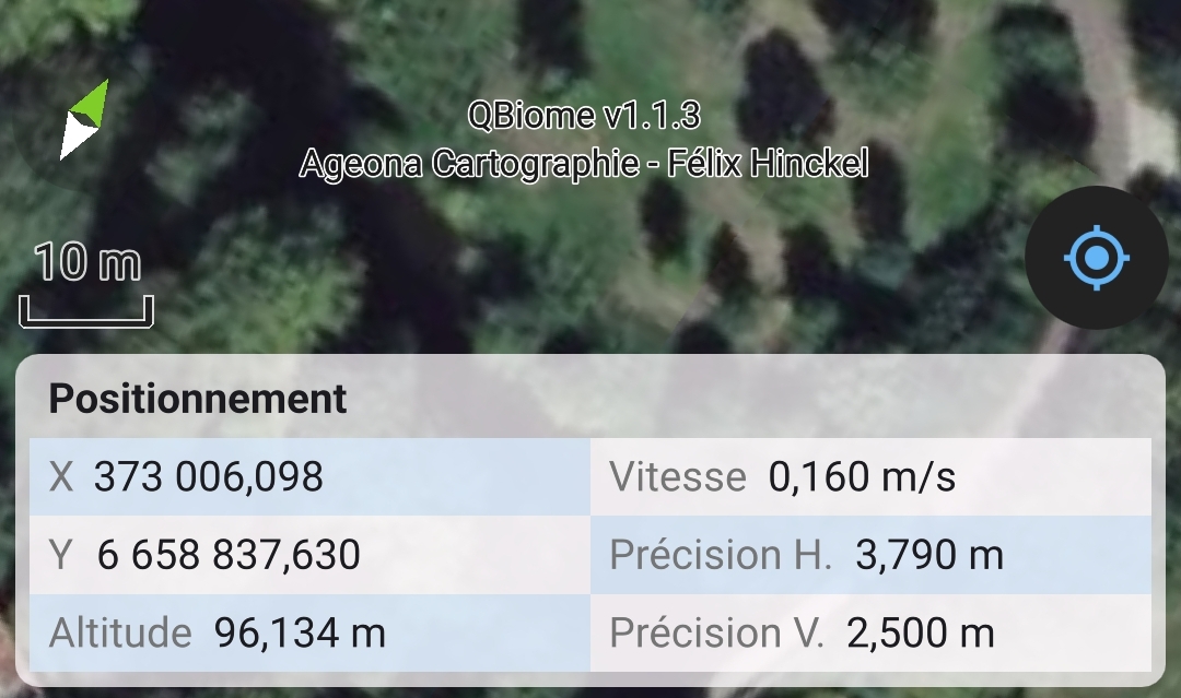 Panneau Informations de position