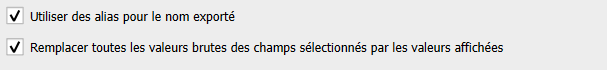 Options d'export